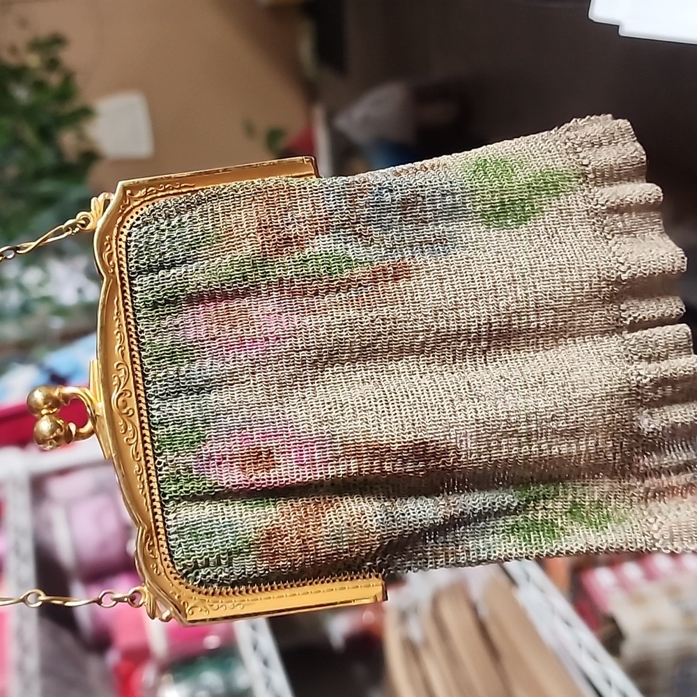 Whiting & Davis Dresden Mesh Evening Bag w/ Floral Motif Vintage - Picture 12 of 15